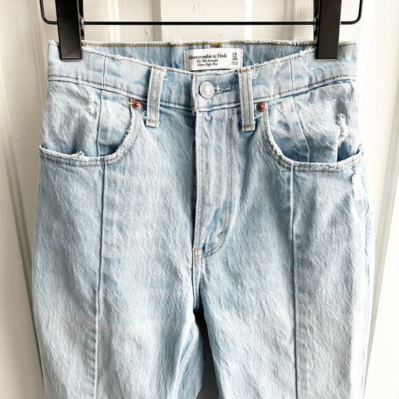 Abercrombie Curve Love The 90s Straight Ultra High Rise Jeans Split Hem - Picture 3 of 10